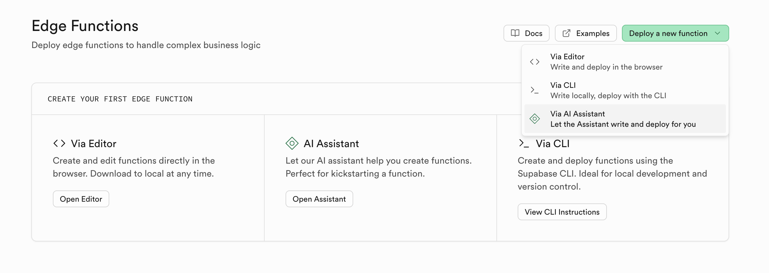 Create Edge Function via AI Assistant